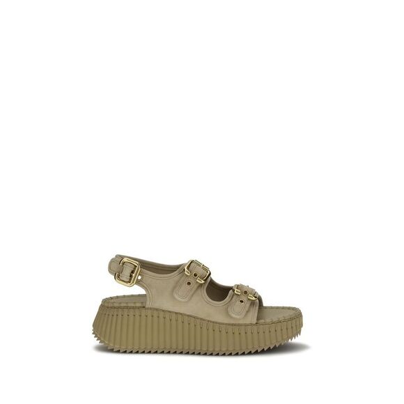 Chloé Beige Calf Leather Bos Taurus Platform Women's Sandals